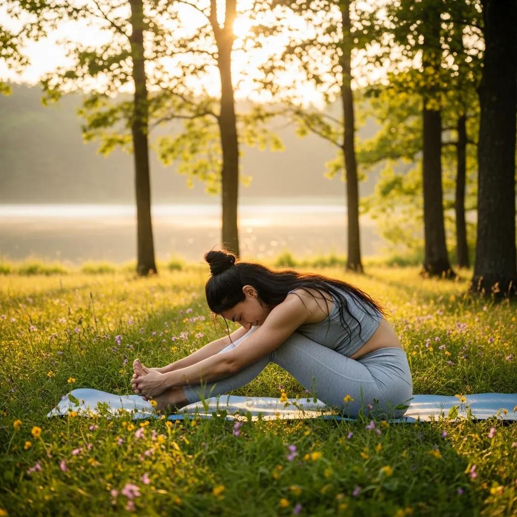 Individual practicing yoga outdoors for holistic sciatica pain management