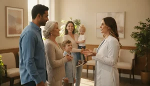 Family discussing individualized chiropractic care with a healthcare professional